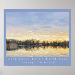 Póster Asombrosa puesta de sol sobre el lago Denver CO en