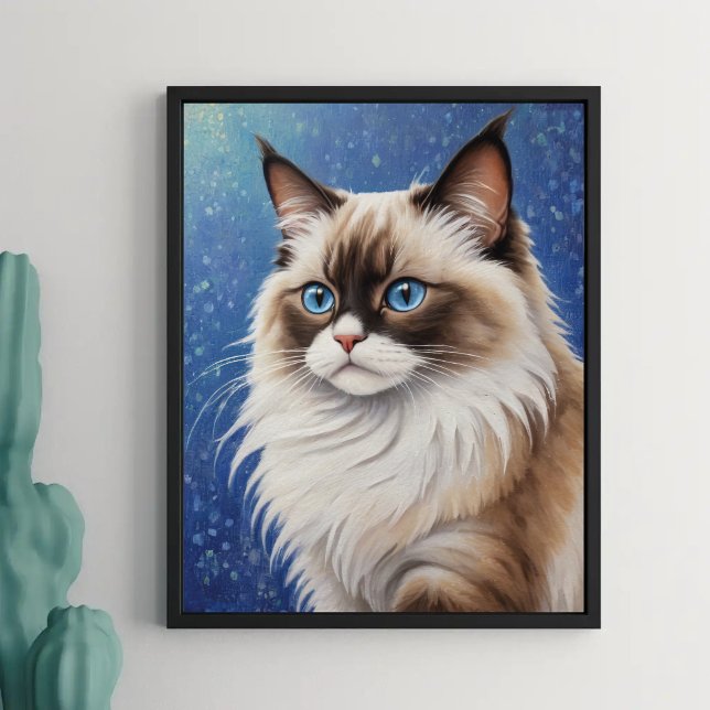 Póster Asombroso cuadro de gato de Ragdoll con ojos azule (Subido por el creador)