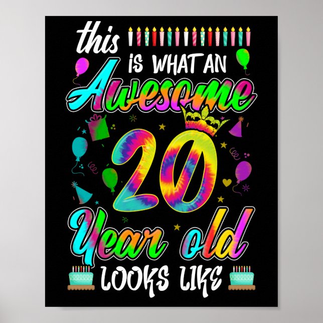 Póster Asombroso cumpleaños de 20 años parece (Frente)