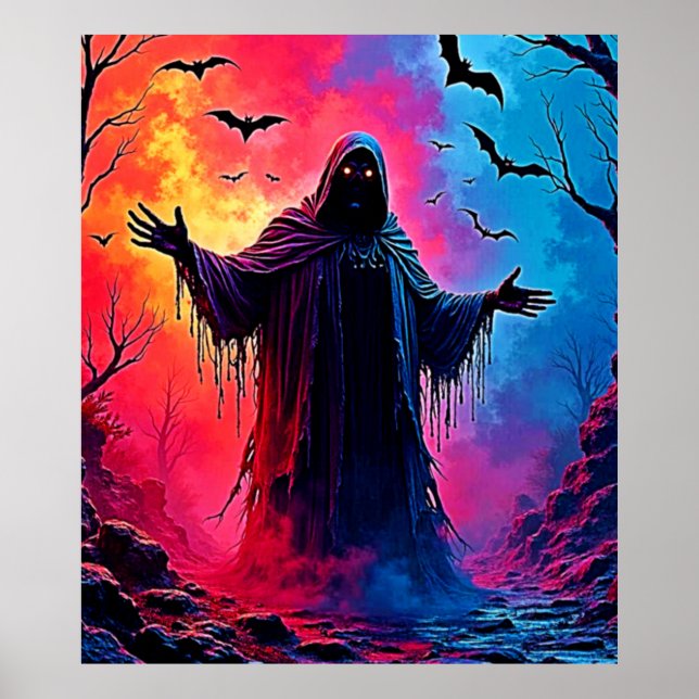 Póster Asombroso Demón vestido con diseño de sombras (Frente)