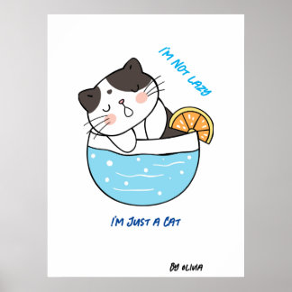 Póster Asombroso gato flojo sarcástico meme Humor Persona