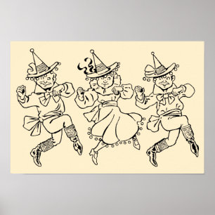 Póster Asombroso Mago de Oz, ¡Divertidos Munchkins Bailar