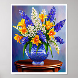 Póster Asombroso Naranja de malla azul Tulips Poster de i