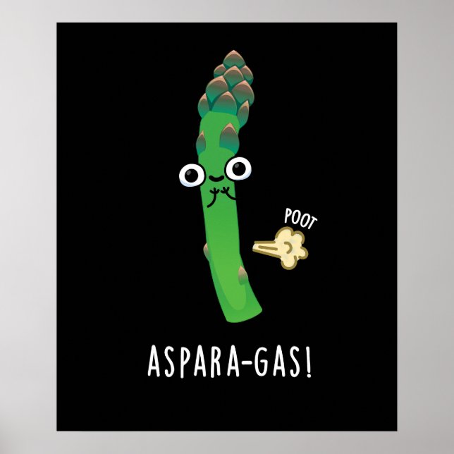 Póster Aspara-gas Gracioso Asparagus Veggie Pun Dark BG (Frente)