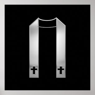Póster Aspecto 3-D Stole del sacerdote plateado