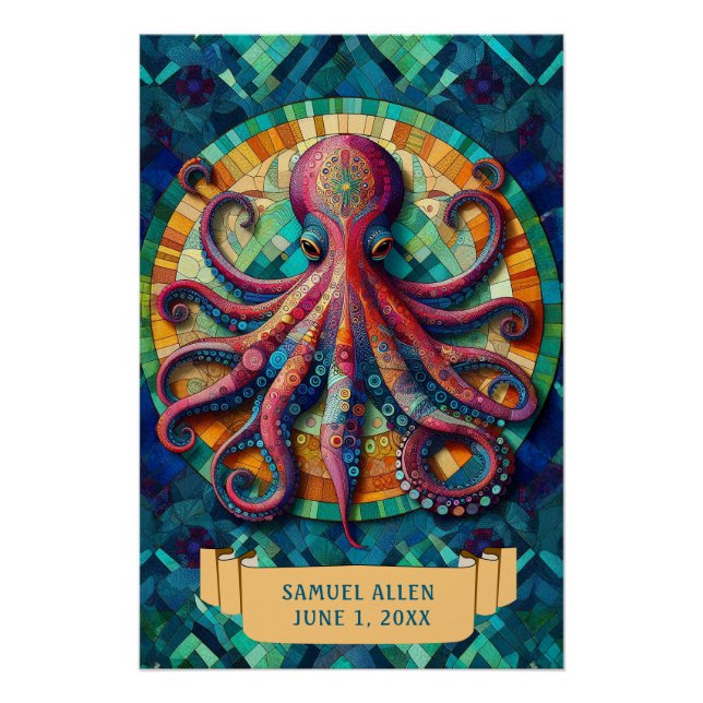 PÓSTER ASPECTO ACANALADO PULPO COLORIDO (Anverso)