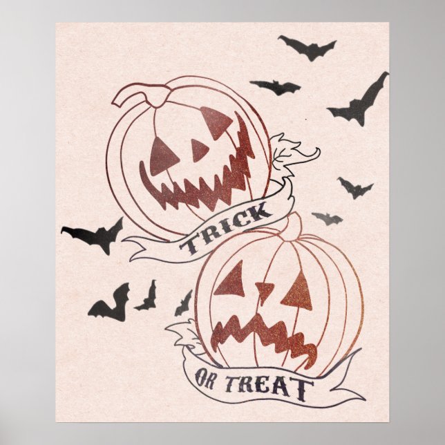 Póster Aspecto de las calabazas de halloween de truco o d (Frente)