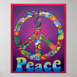 Póster Aspecto retro de Guay Peace Sign Poster de los año