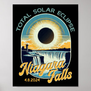 Póster Aspecto vintage Eclipse solar total Cataratas del 