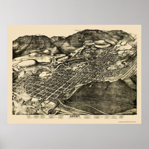 Póster Aspen, CO Panoramic Map - 1893