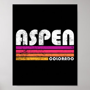 Póster Aspen Colorado Co esquí de montaña Vintage 80s Asp