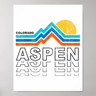 Póster Aspen colorado co montaña esquí vintage 80s