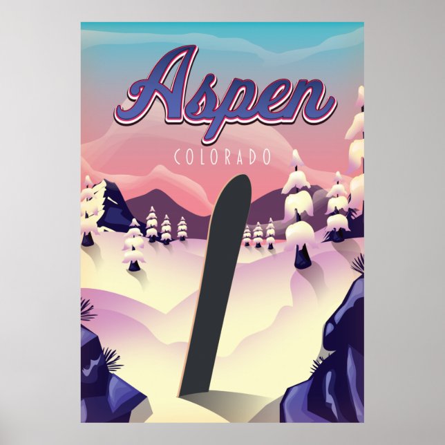 Póster Aspen Colorado Snowboard Poster (Frente)