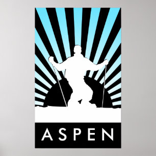 Póster aspen de esquí de descenso