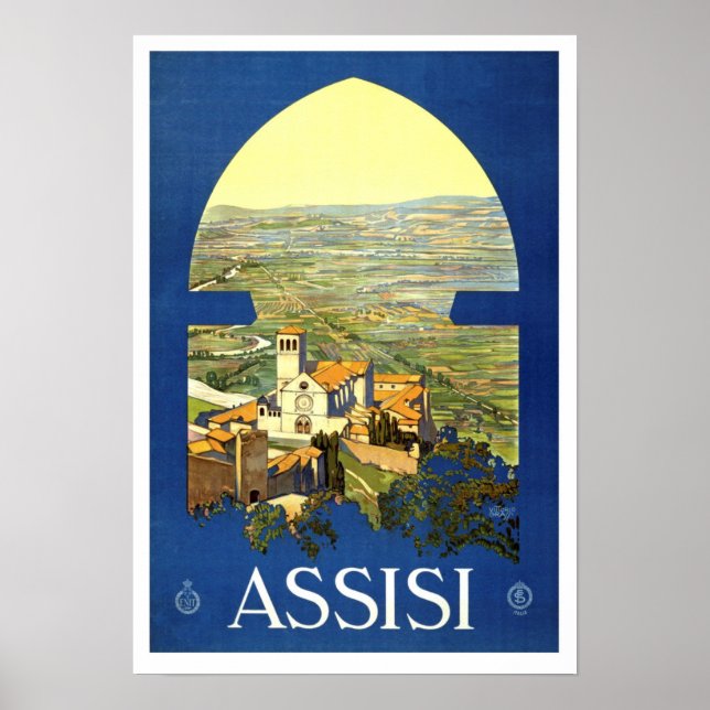 Póster Assisi Italia Vintage (Frente)