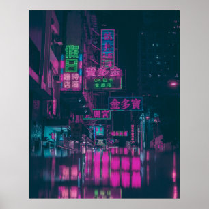 PÓSTER ASSORTED NEON LIGHT SIGNAGE ON STREET DURING NIGHT