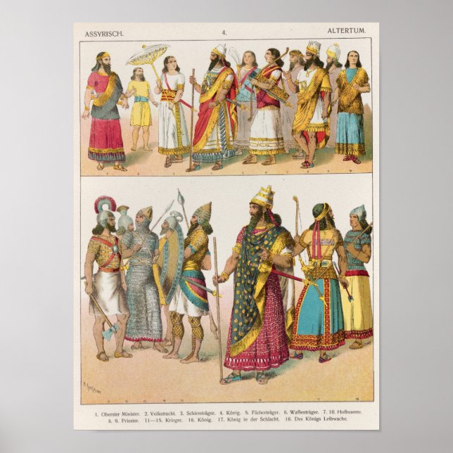 Póster Assyrian Dress, from 'Trachten der Voelker', 1864 (Frente)