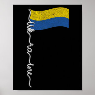 Póster Asta de orgullo ucraniana--Bandera elegante con fi