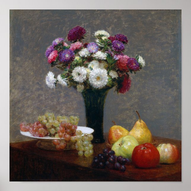 Póster Asters and Fruit, Henri Fantin-Latour (Frente)