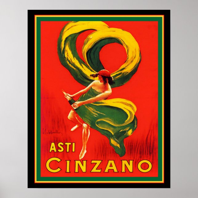 Póster Asti Cinzano por Cappiello 16 x 20 (Frente)