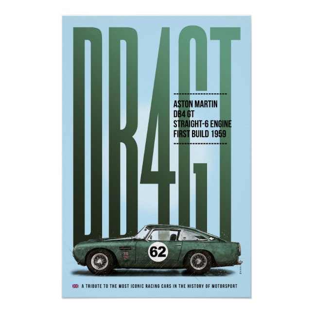 Póster Aston Martin DB4 GT Tribute (Anverso)