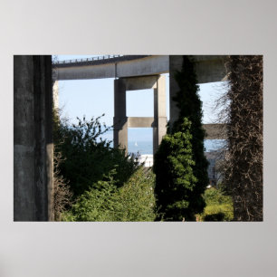 Póster Astoria-Megler Bridge With A Sailboat