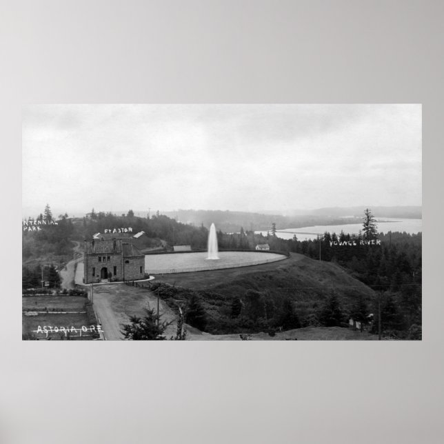 Póster Astoria, Oregon Resevoir y Fort Astoria (Frente)