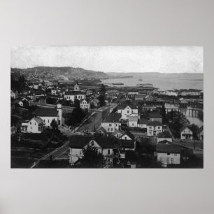 Póster Astoria, Oregon Town View Looking West