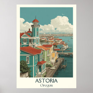Póster Astoria Oregon Vintage Coastera City Travel Art