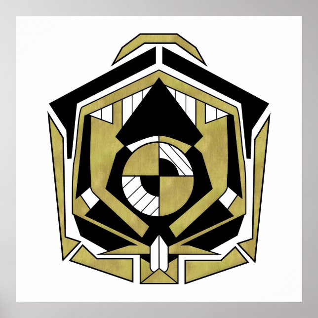 Póster Astrac cibernetico geométrico futurista de oro neg (Frente)