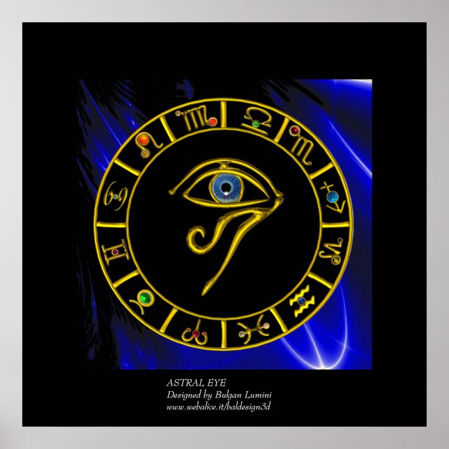 Póster ASTRAL HORUS EYE / BLUE TALISMAN Zodiac Chart (Frente)