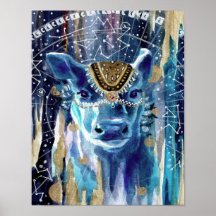 Póster Astral Moon Cow Mandala regalo para los amantes d