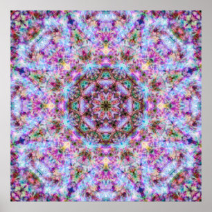 Póster Astrid - Mandala Psicodélico Rosa Pastel y Púrpura