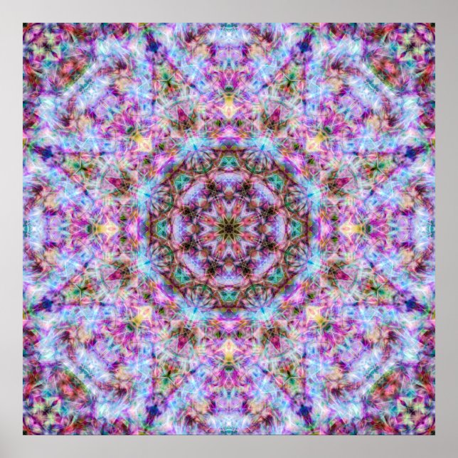 Póster Astrid - Mandala Psicodélico Rosa Pastel y Púrpura (Frente)
