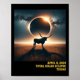 Póster Astro conmemorativo del eclipse solar total de Tex