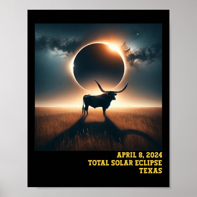 Póster Astro conmemorativo del eclipse solar total de Tex (Frente)