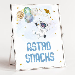 Póster Astro Snacks Astronauta Blue Gold Space Cumpleaños