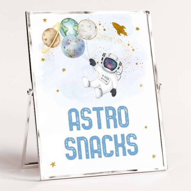 Póster Astro Snacks Astronauta Blue Gold Space Cumpleaños (Subido por el creador)