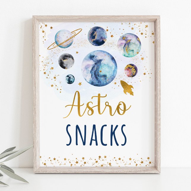 Póster Astro Snacks Blue Gold Space Rótulo de cumpleaños (Subido por el creador)