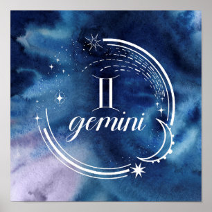 Póster Astrología acuarela - Gemini