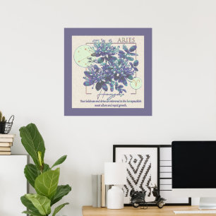 Póster Astrología/Aries Zodiac Rótulo Flor Himno
