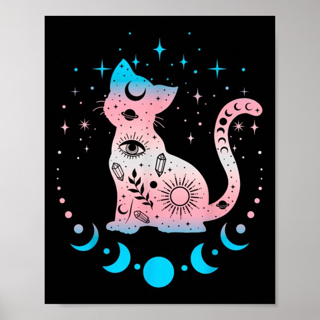 Póster Astrología Del Gato Transgénero Celestial Lgbt Org (Frente)