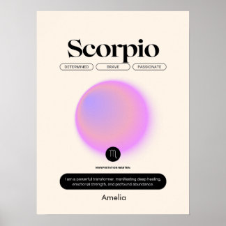 Póster Astrología Rótulo Zodiaco Poster Escorpio
