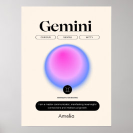 Póster Astrología Rótulo Zodiaco Poster Gemini