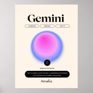 Póster Astrología Rótulo Zodiaco Poster Gemini