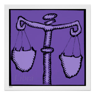 Póster Astrología Zodiac Libra Rótulo Cumpleaños P 20x20