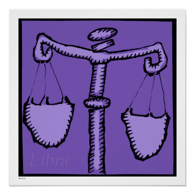 Póster Astrología Zodiac Libra Rótulo Cumpleaños P 20x20 (Anverso)