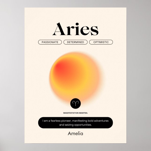 Póster Astrología Zodiac Rótulo Aries Poster (Frente)