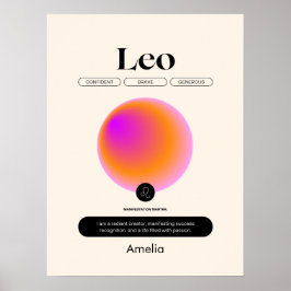 Póster Astrología Zodiac Rótulo Leo Poster de temporada
