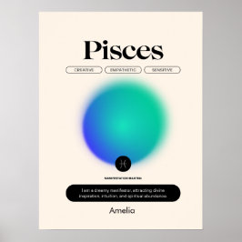 Póster Astrología Zodiac Rótulo Pisces Poster